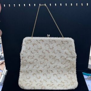 Elegant Cream Beaded Handbag